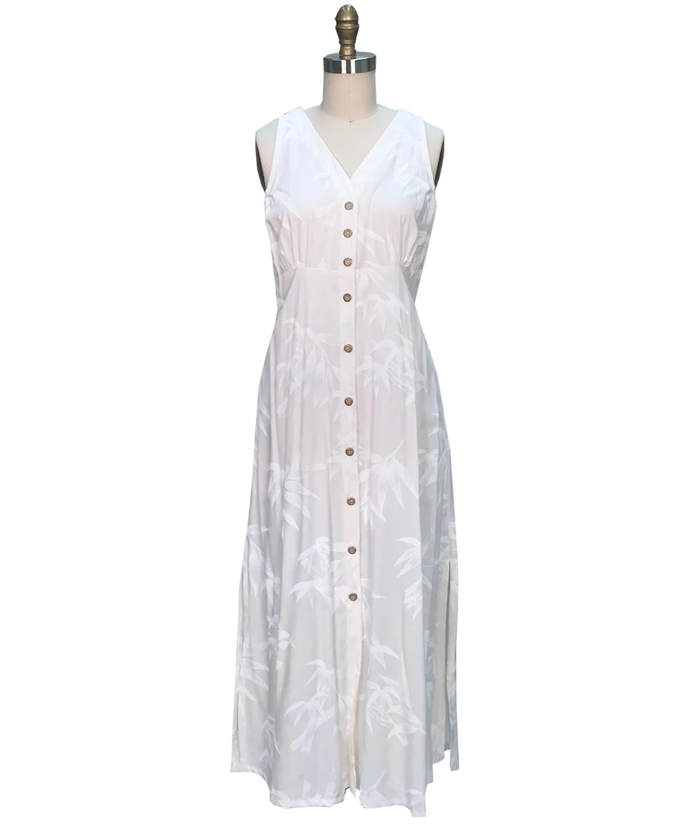 Bamboo White Button Front Tank Dress - Image 3