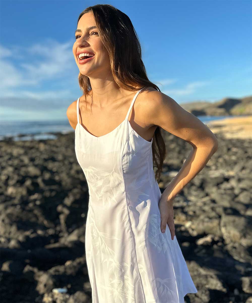 Bamboo White Spaghetti Dress - Image 3